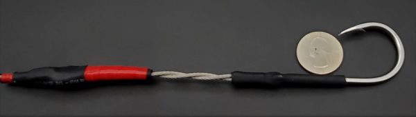Hook Set – 8/0 Pa’a – Twist 480 SS Cable Double Thimbled Connection to 250lb Lindgren Pitman Mono